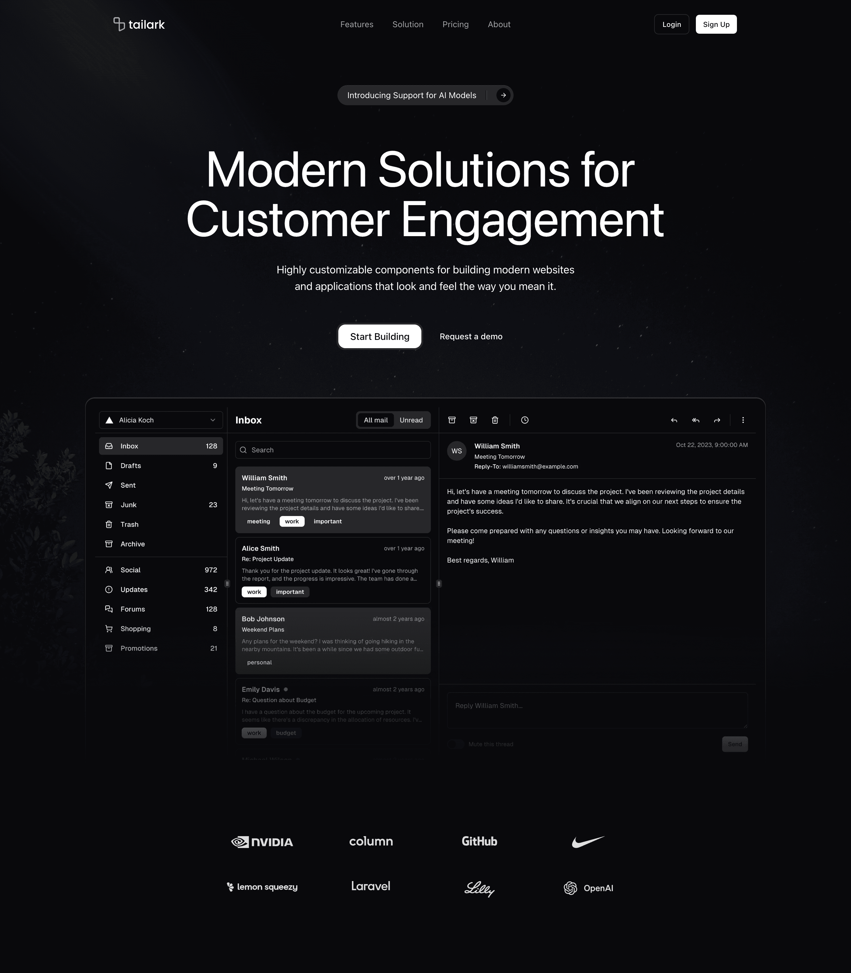 Tailark Dusk features section