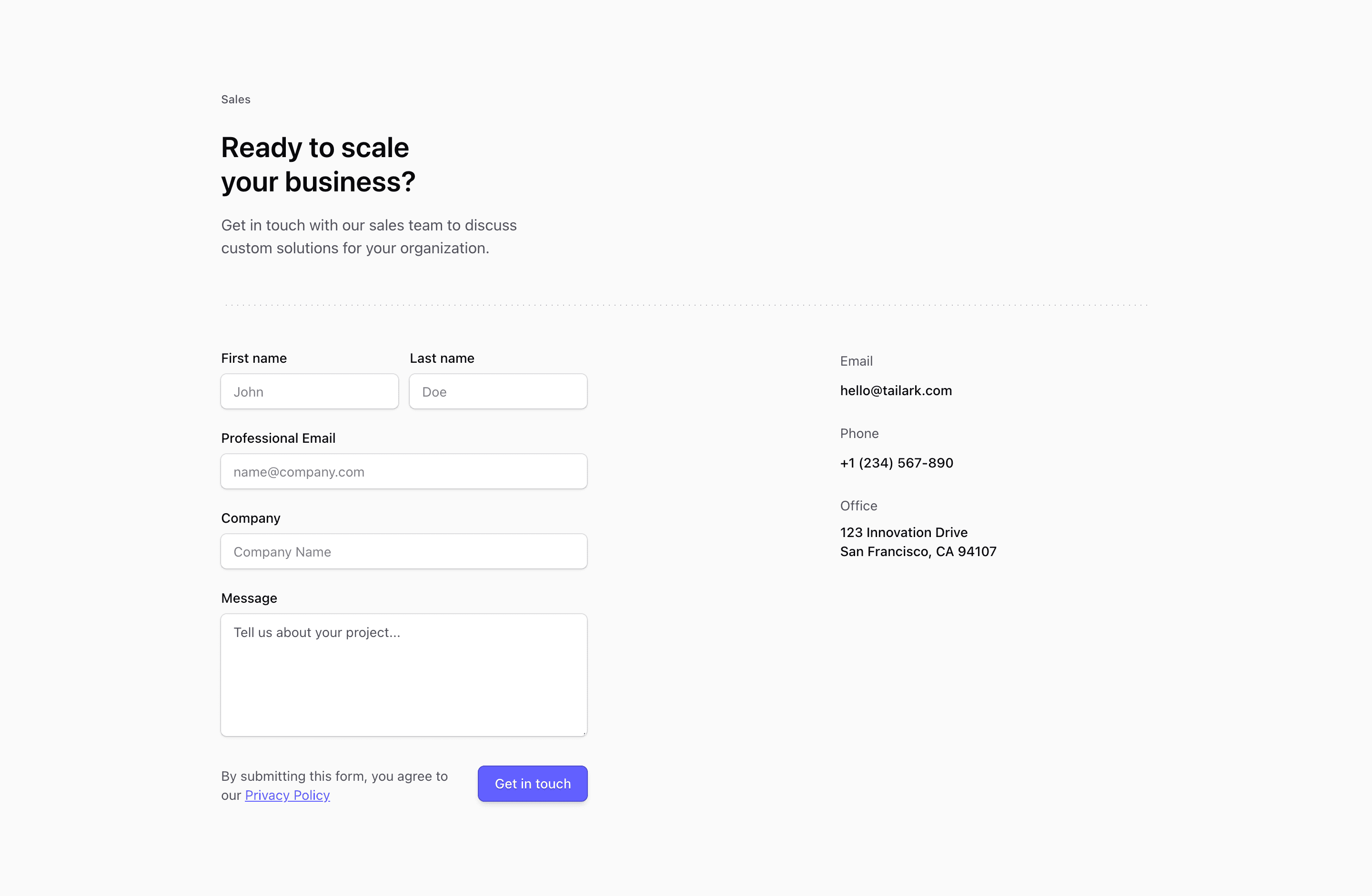 Shadcn Contact Blocks preview built with Shadcn UI and Tailwind CSS