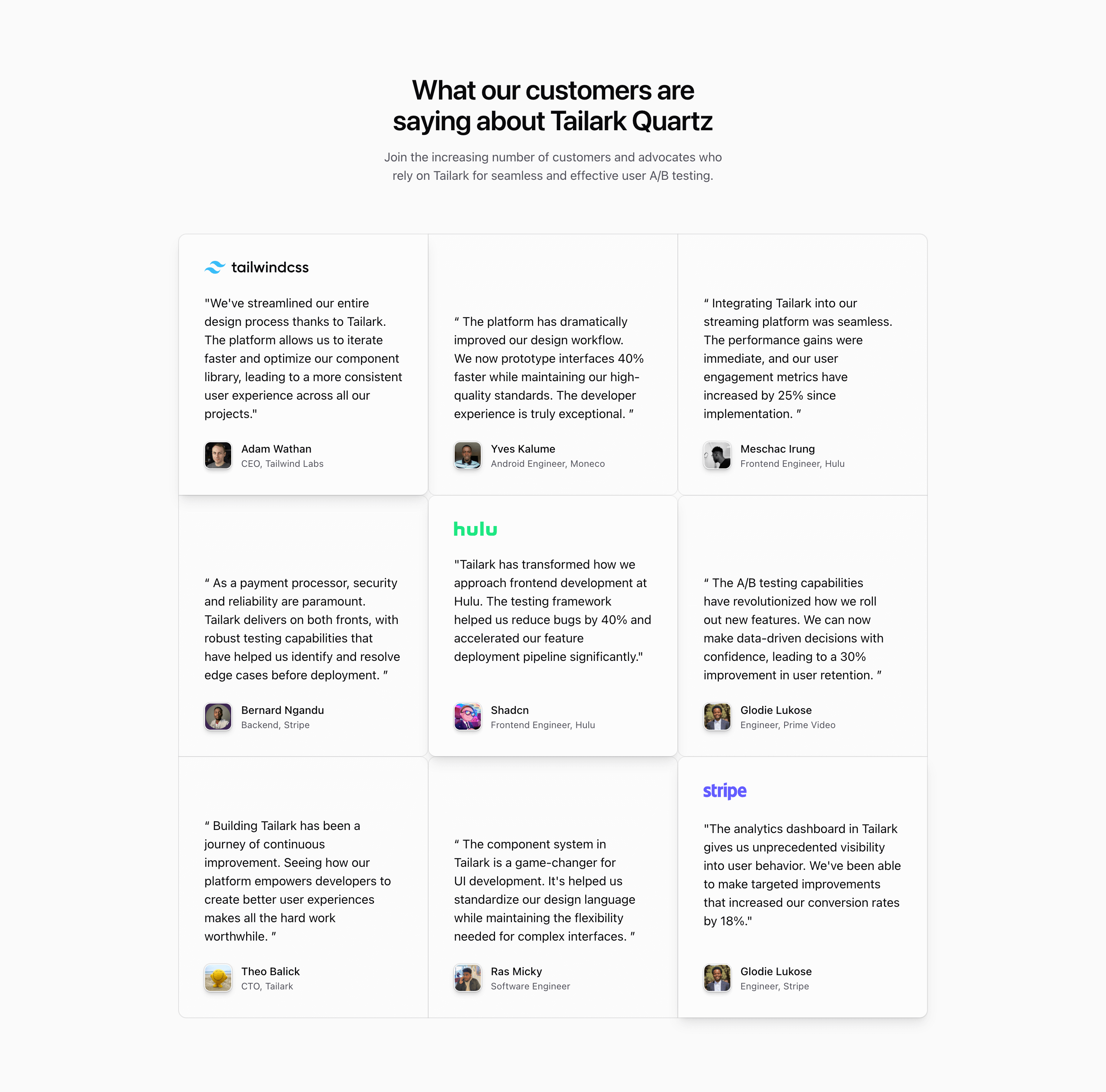 Shadcn Testimonial Block Eight preview built with Shadcn UI and Tailwind CSS