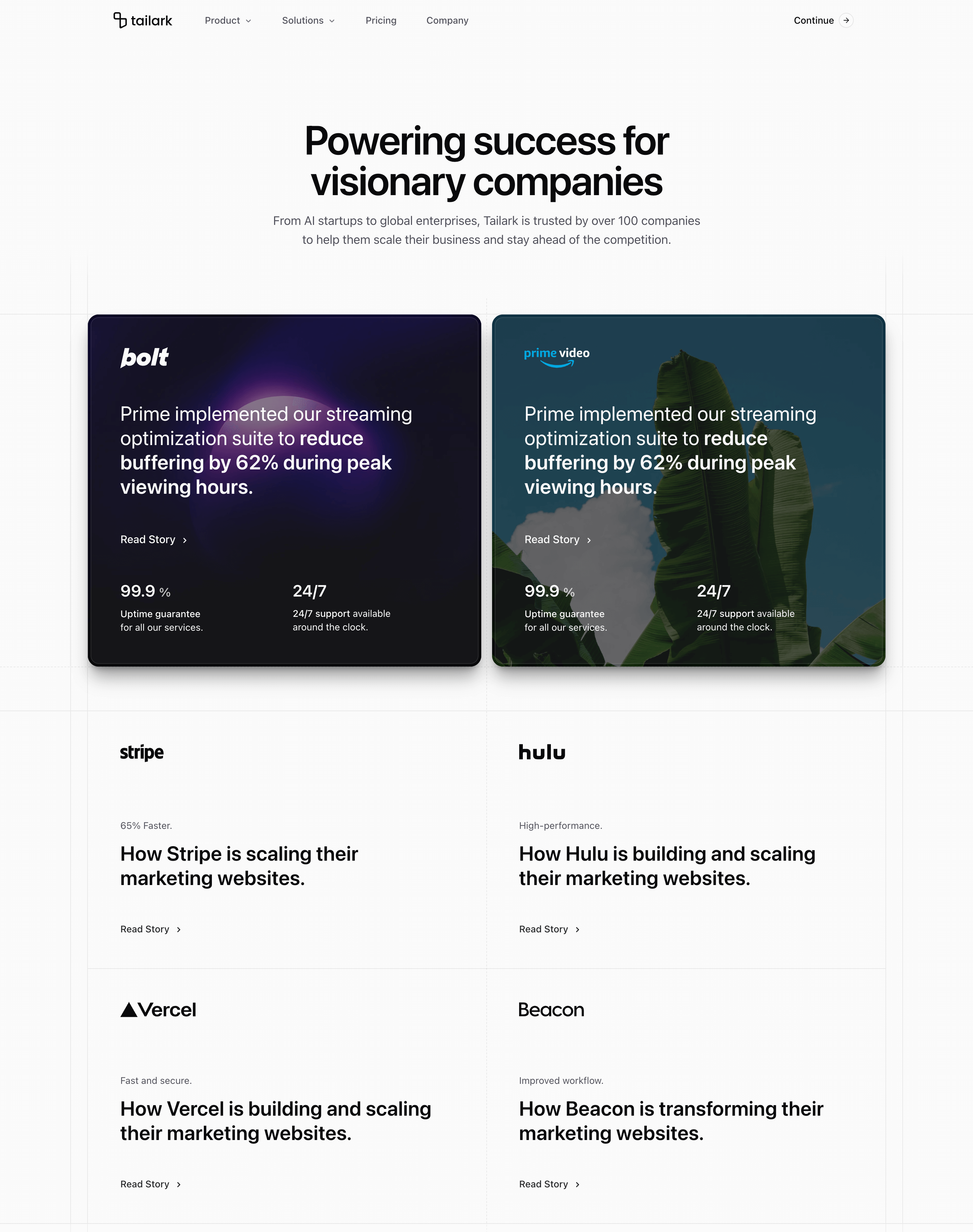 Tailark Pro grid-1 landing page