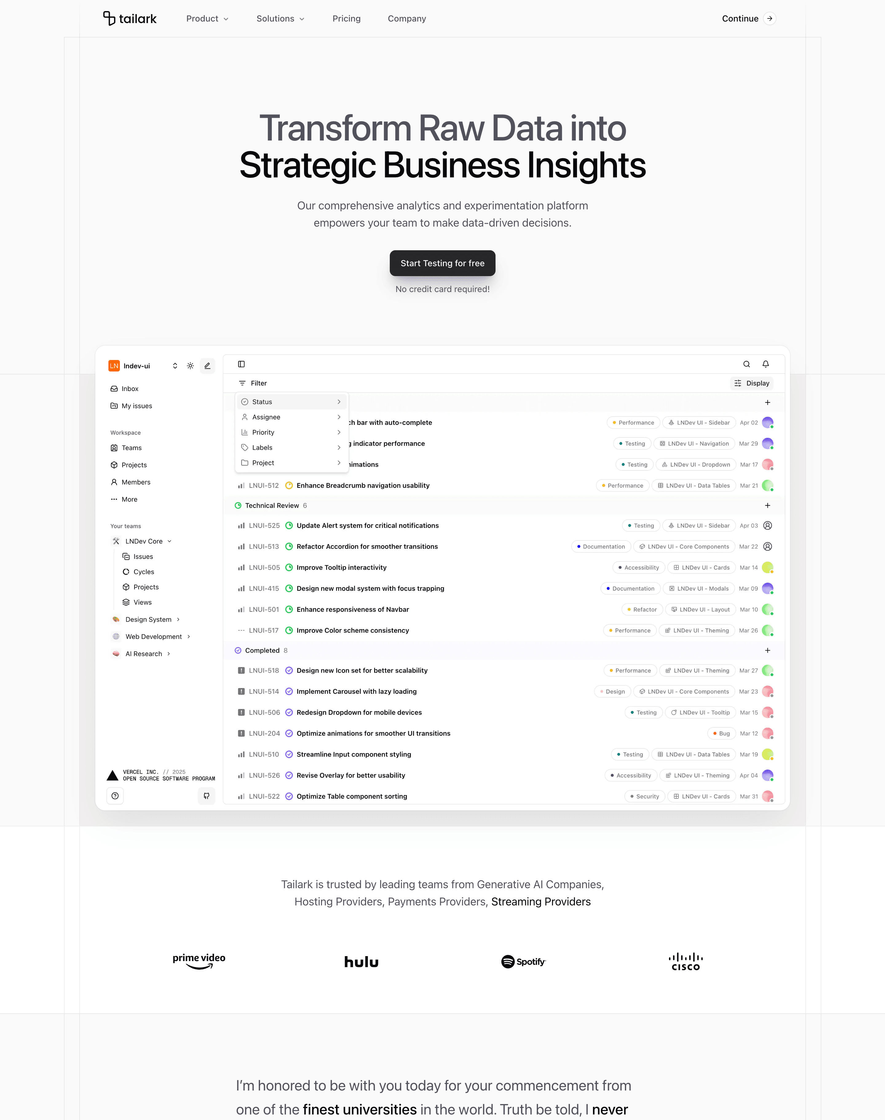 Tailark Pro grid-1 landing page