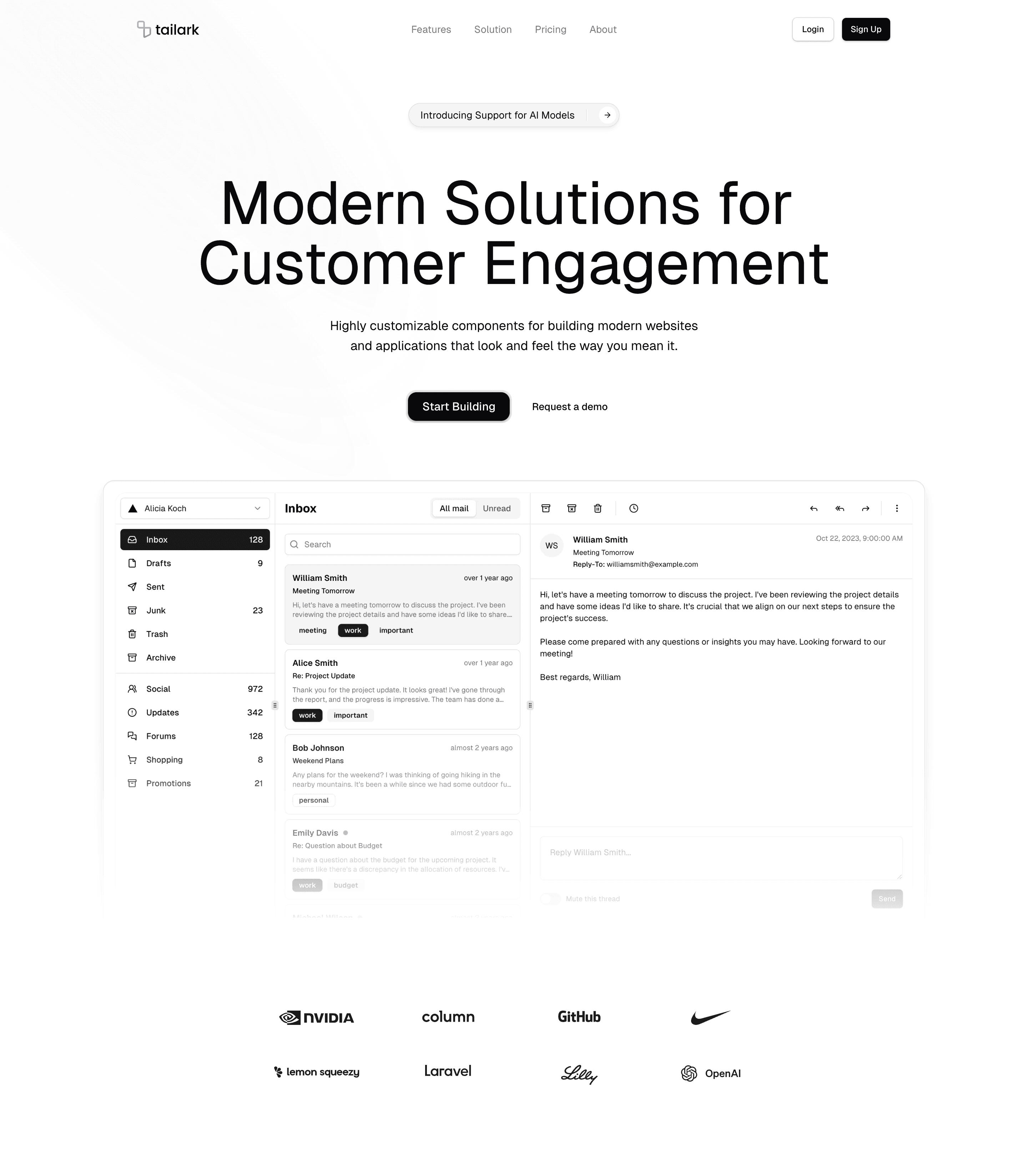 Tailark Dusk features section