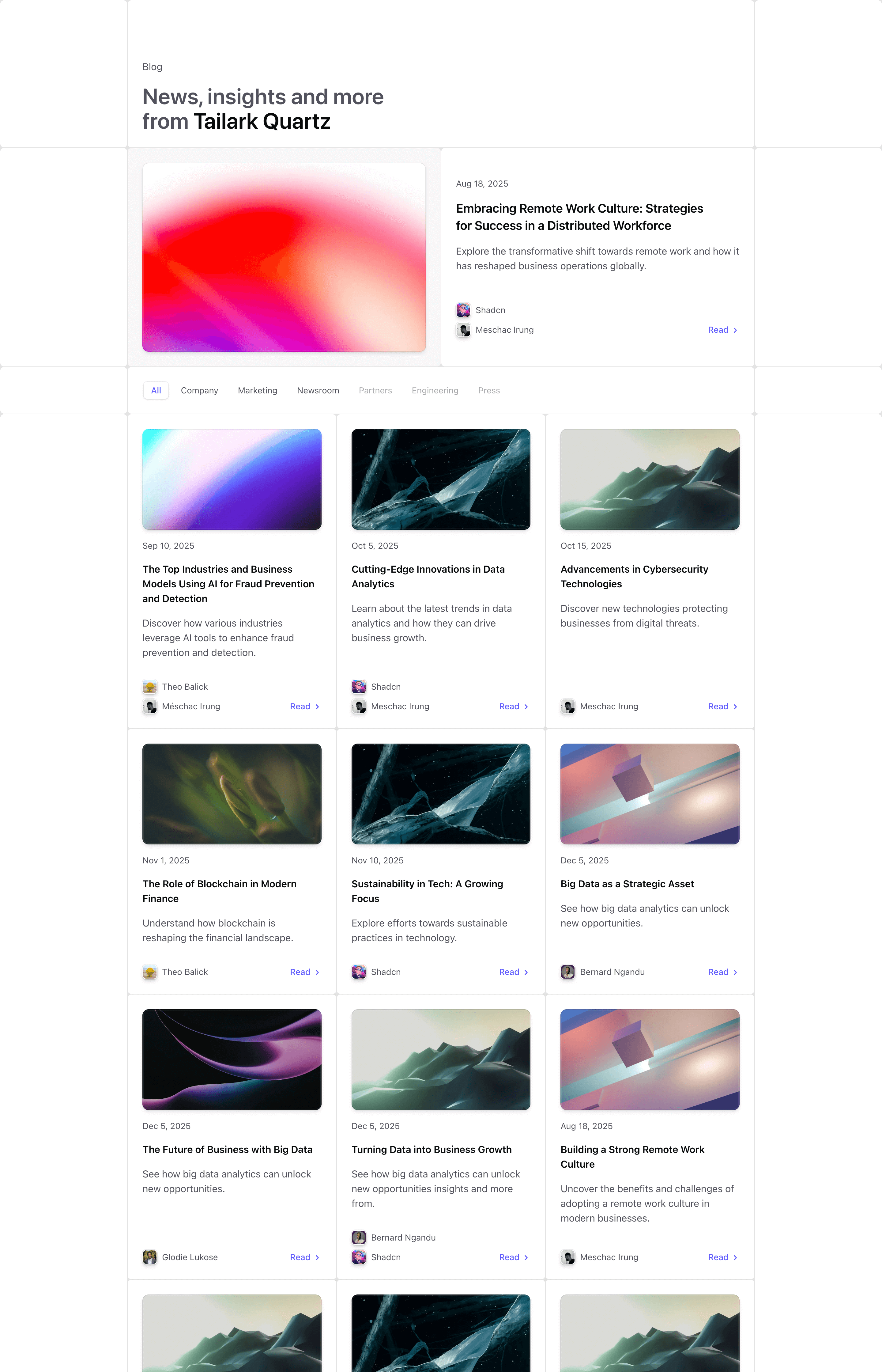 Shadcn Blog Blocks preview built with Shadcn UI and Tailwind CSS