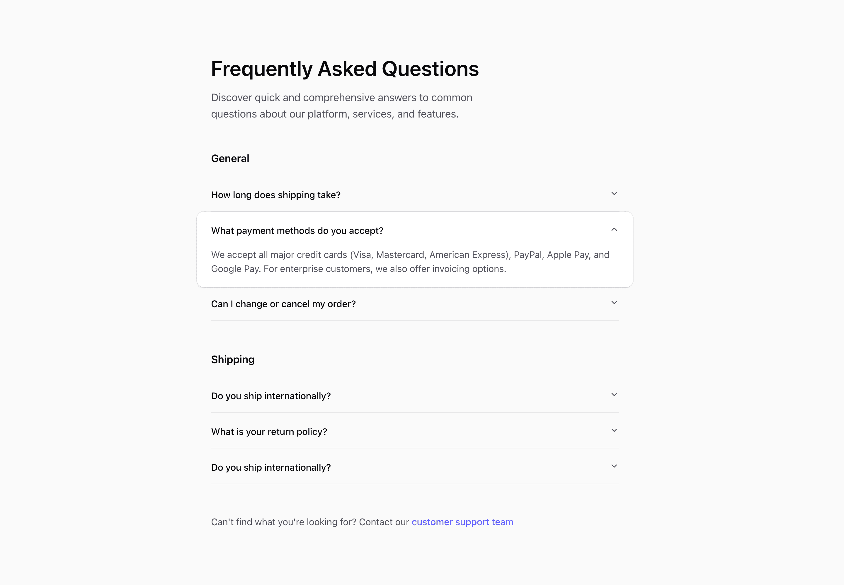 Shadcn FAQ Block Two preview built with Shadcn UI and Tailwind CSS
