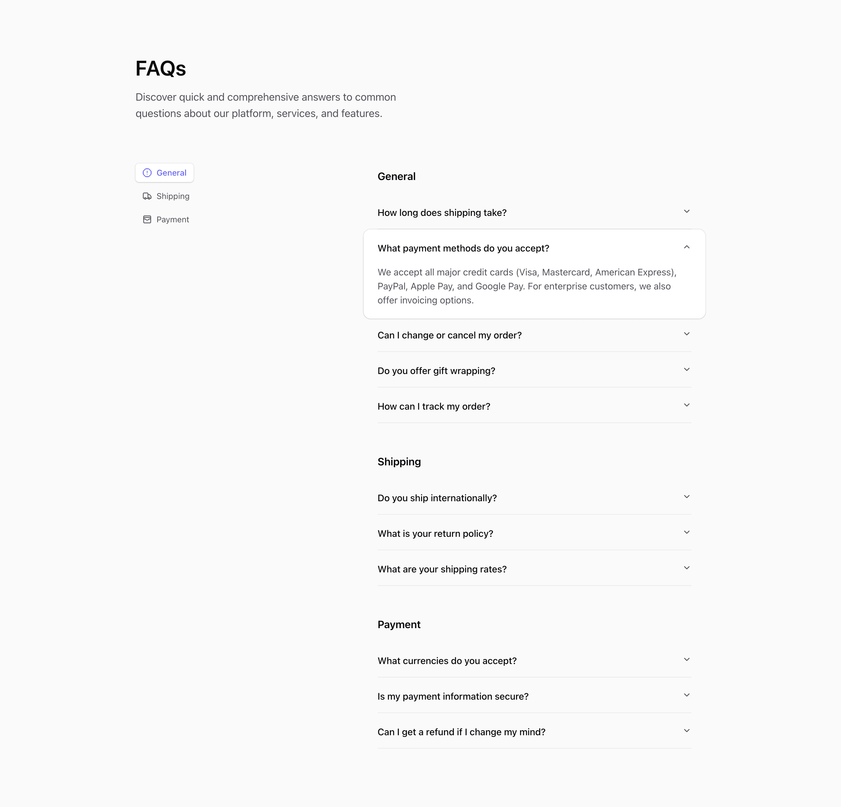 Shadcn FAQ Block Four preview built with Shadcn UI and Tailwind CSS