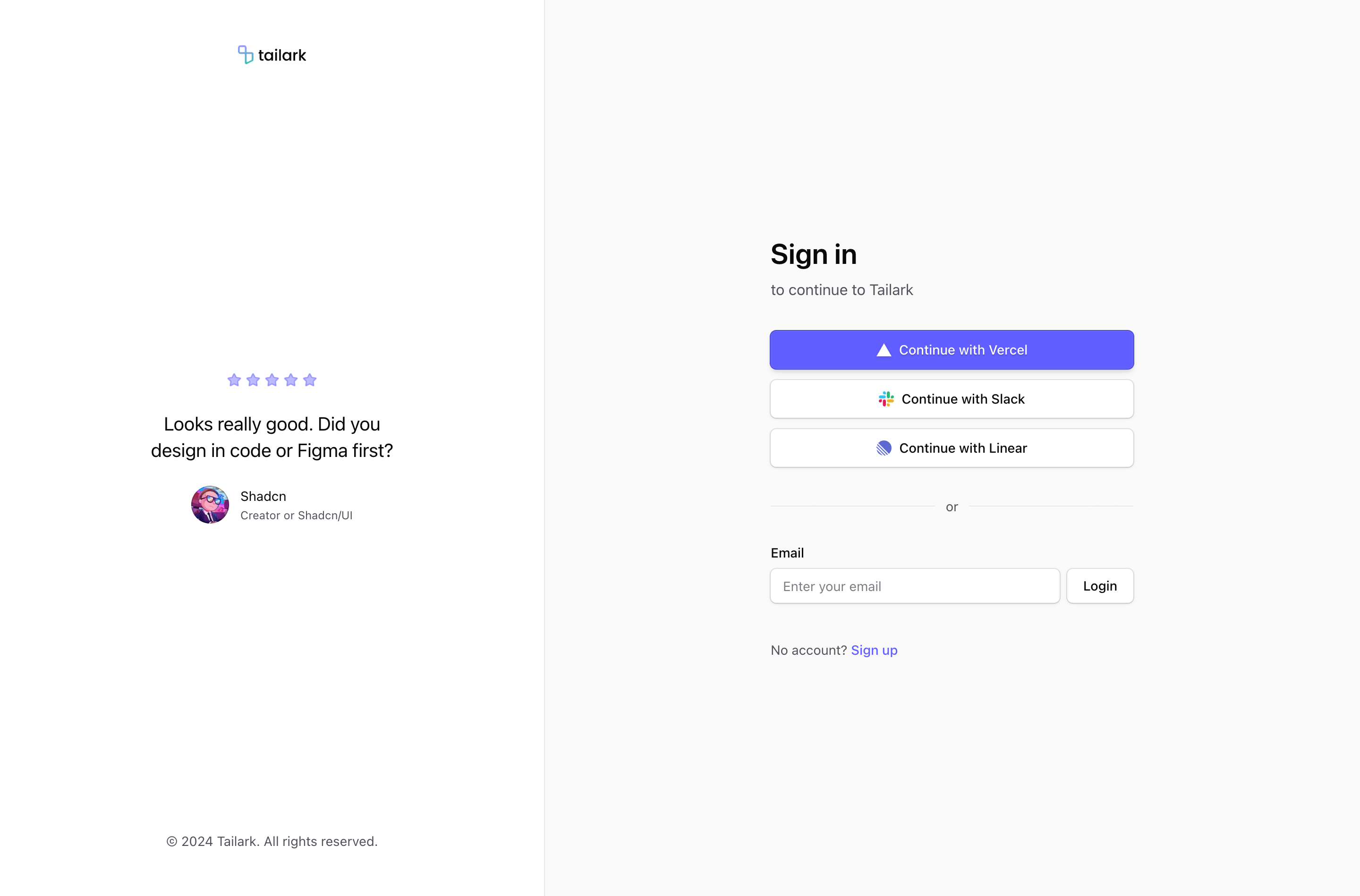 Shadcn Login Block Seven preview built with Shadcn UI and Tailwind CSS