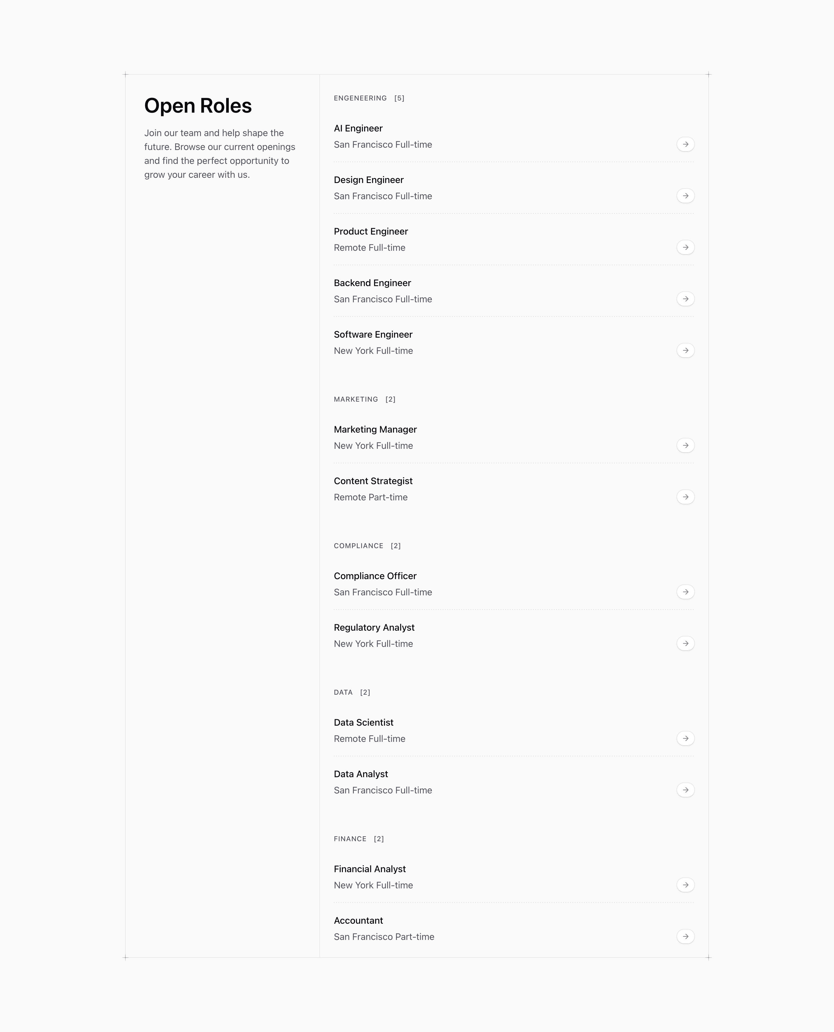Shadcn Open Roles Block Four preview built with Shadcn UI and Tailwind CSS