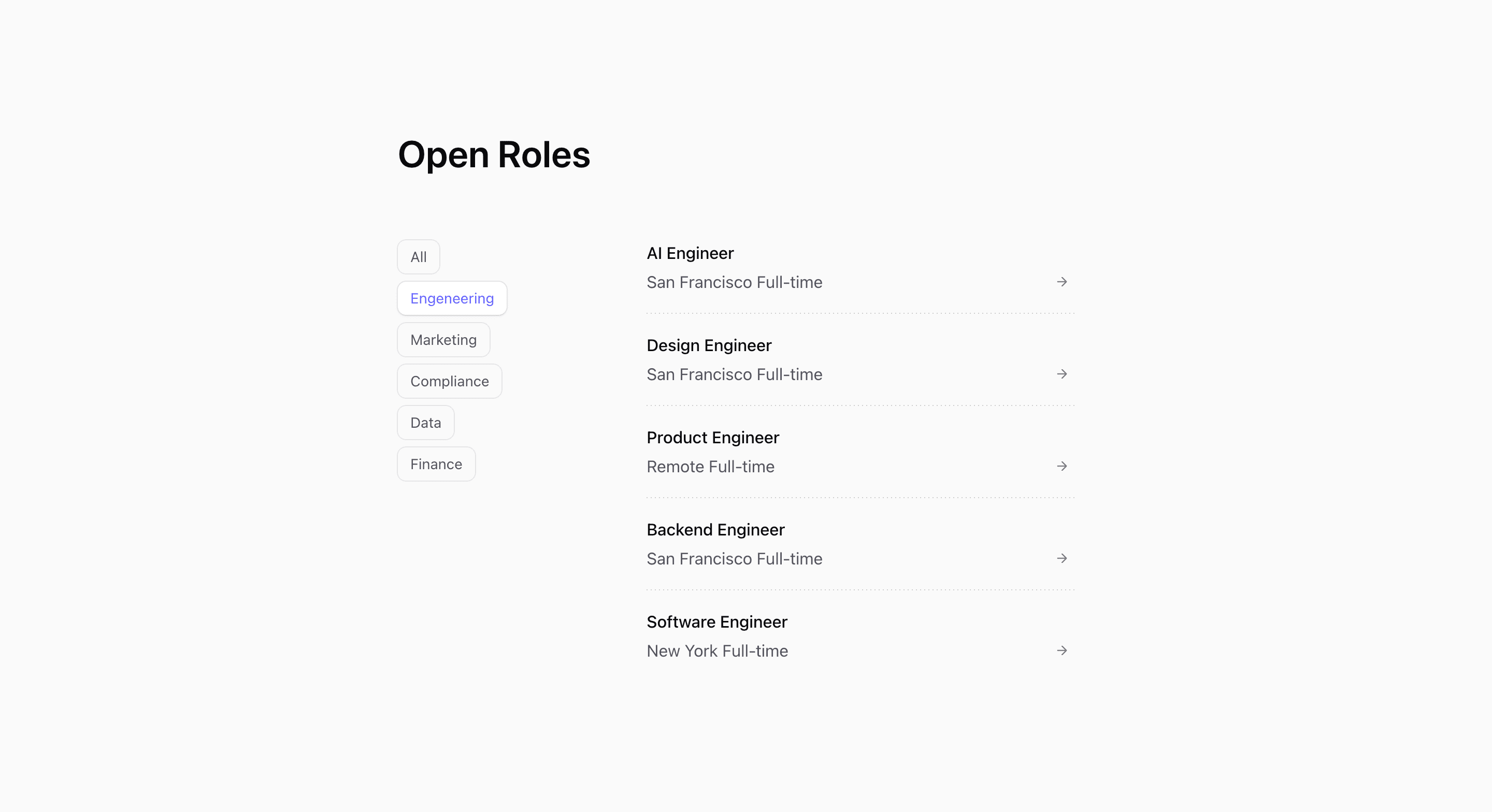 Shadcn Open Roles Block Six preview built with Shadcn UI and Tailwind CSS