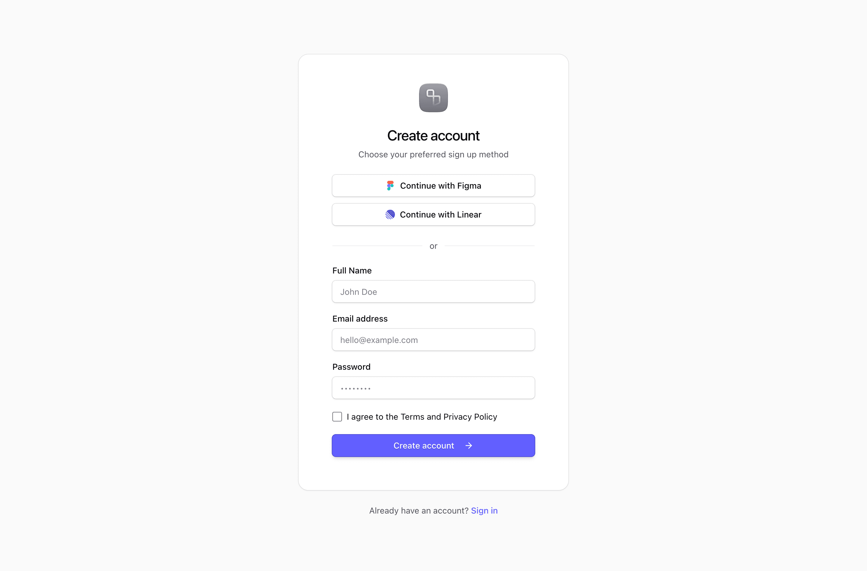 Shadcn Sign Up Block Six preview built with Shadcn UI and Tailwind CSS