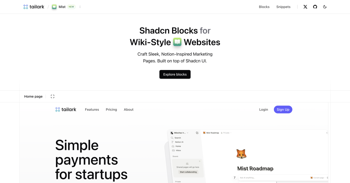 Wiki-Style Marketing Blocks | Tailark Mist